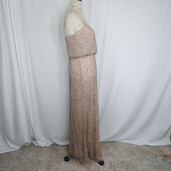 Adrianna Papel Gold Champagne Beaded Dress Maxi - Picture 9 of 12